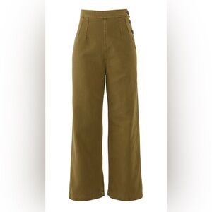 FREE PEOPLE Green Clean Mod Utility Button Up Boho Crop‎ Pants Size 2